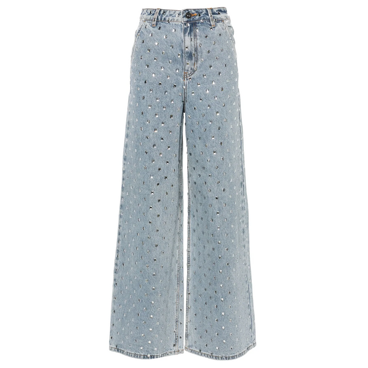 Square Rhinestone Denim Jeans