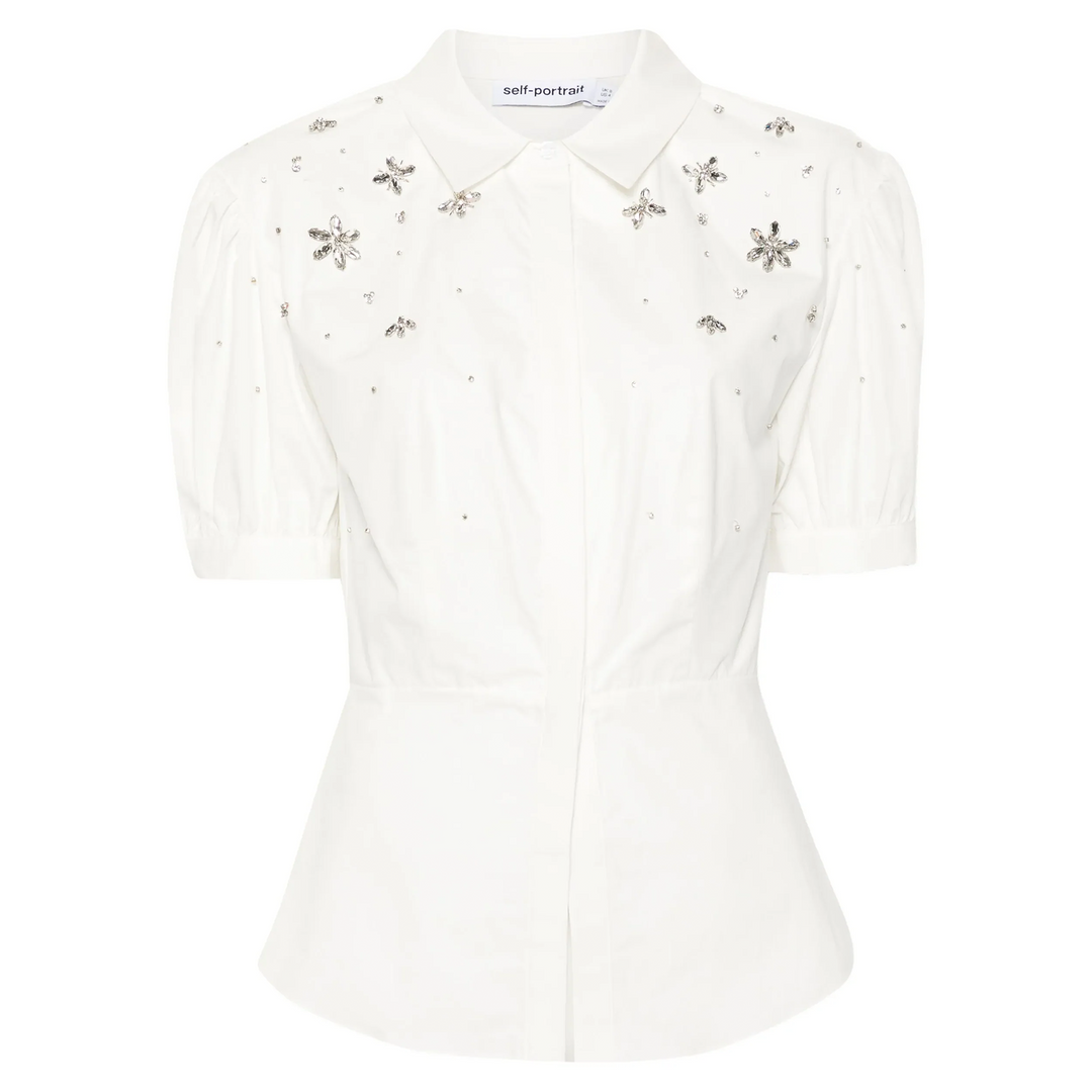 White Cotton Embellished Top