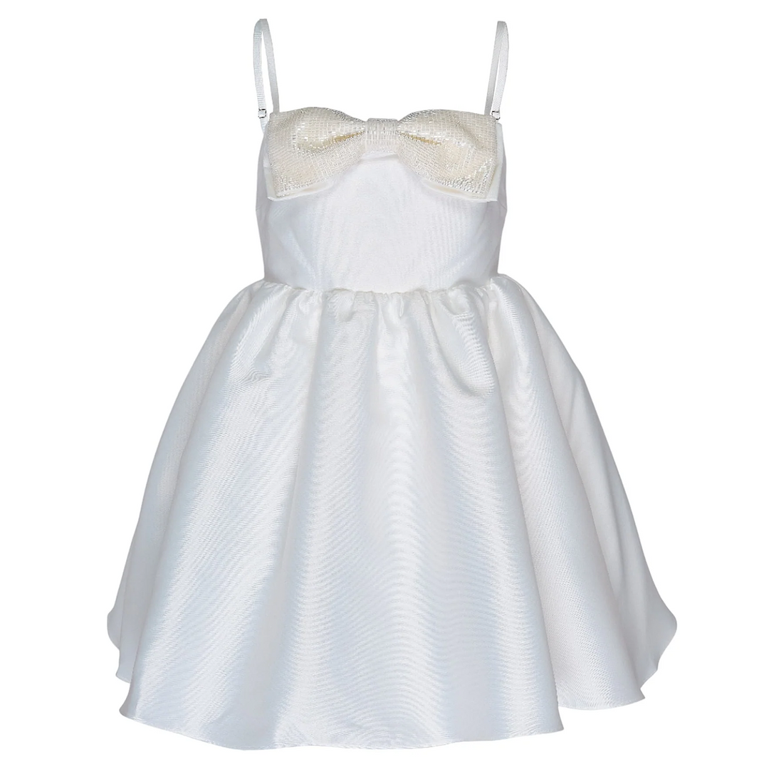White Taffeta Bandeau Mini Dress
