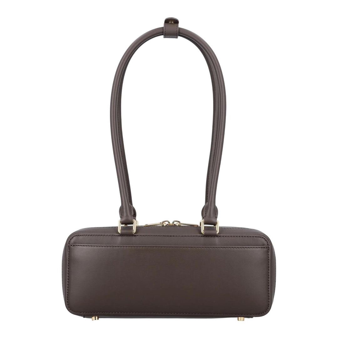 Club21 - Self-Portrait - Brown Leather Baguette Shoulder Bag With Charm - HANDBAGS - Dark Brown
