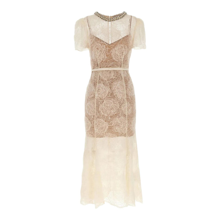 Club21 - Self-Portrait - Cream Tulle Lace Midi Dress - WOVEN DRESSES - Off-White