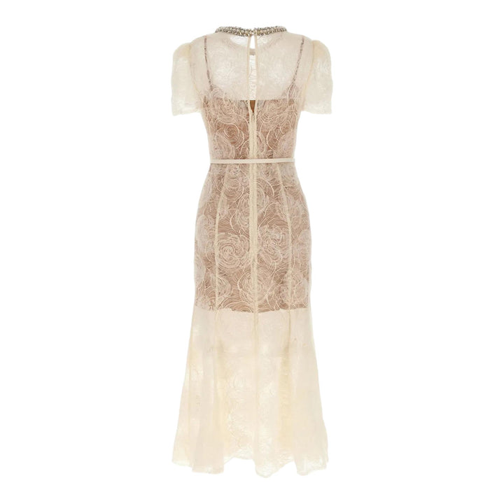 Club21 - Self-Portrait - Cream Tulle Lace Midi Dress - WOVEN DRESSES - Off-White