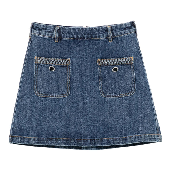 Club21 - Self-Portrait - Denim Braided Mini Skirt - SKIRTS - Blue