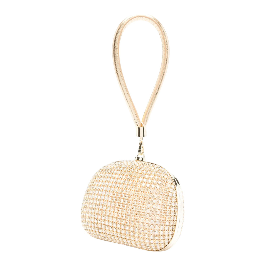 Club21 - Self-Portrait - Gold Crystal Top Handle Clutch Bag - HANDBAGS - Gold