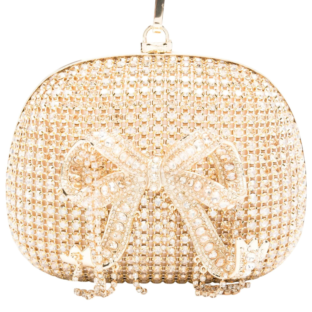 Club21 - Self-Portrait - Gold Crystal Top Handle Clutch Bag - HANDBAGS - Gold