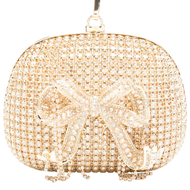 Club21 - Self-Portrait - Gold Crystal Top Handle Clutch Bag - HANDBAGS - Gold