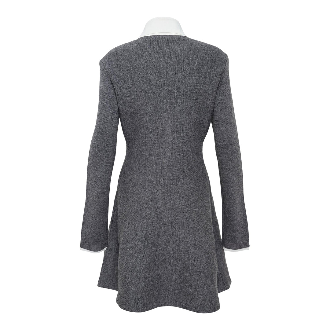 Club21 - Self-Portrait - Grey Crochet Flower Collared Dress - KNIT DRESSES - Grey