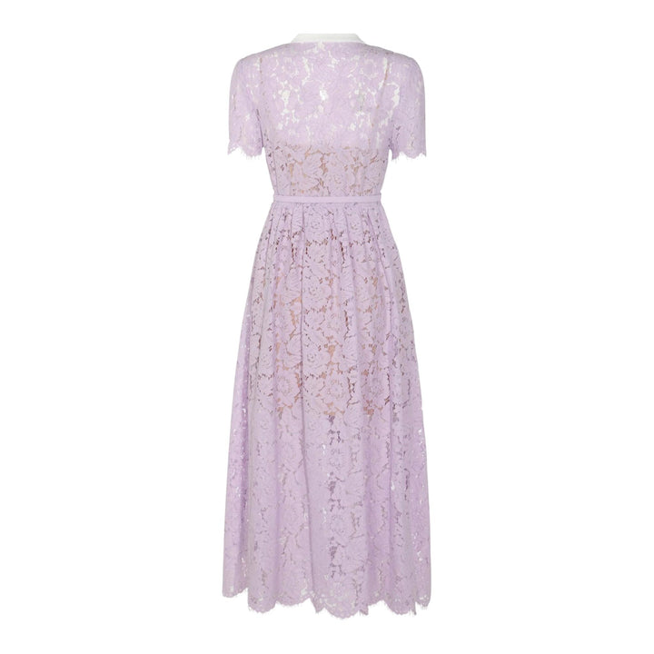 Club21 - Self-Portrait - Lilac Lace Button Front Midi Dress - DRESSES - Purple