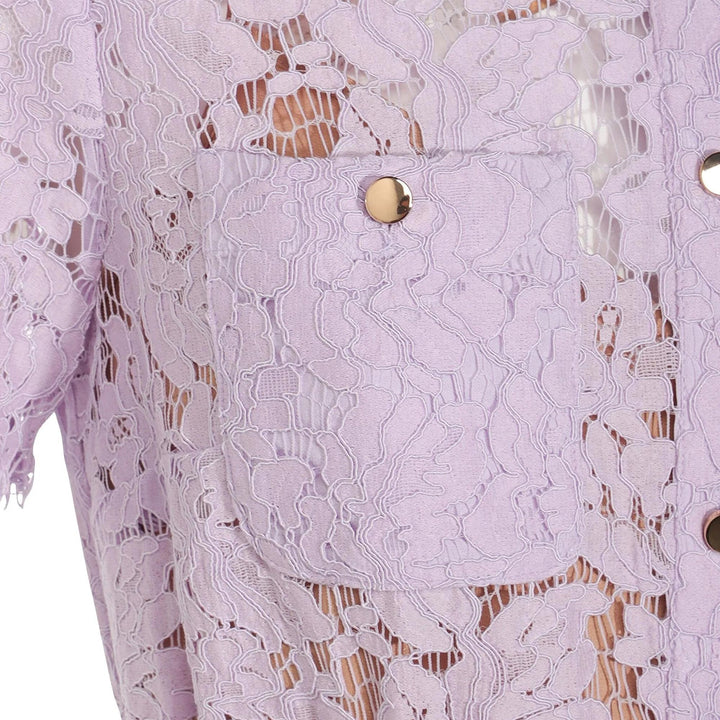 Club21 - Self-Portrait - Lilac Lace Button Front Midi Dress - DRESSES - Purple