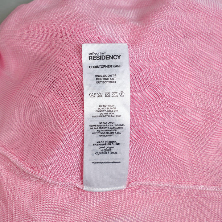 Club21 - Self-Portrait - Pink Knit Cut Out Bodysuit - KNIT TOPS - Pink