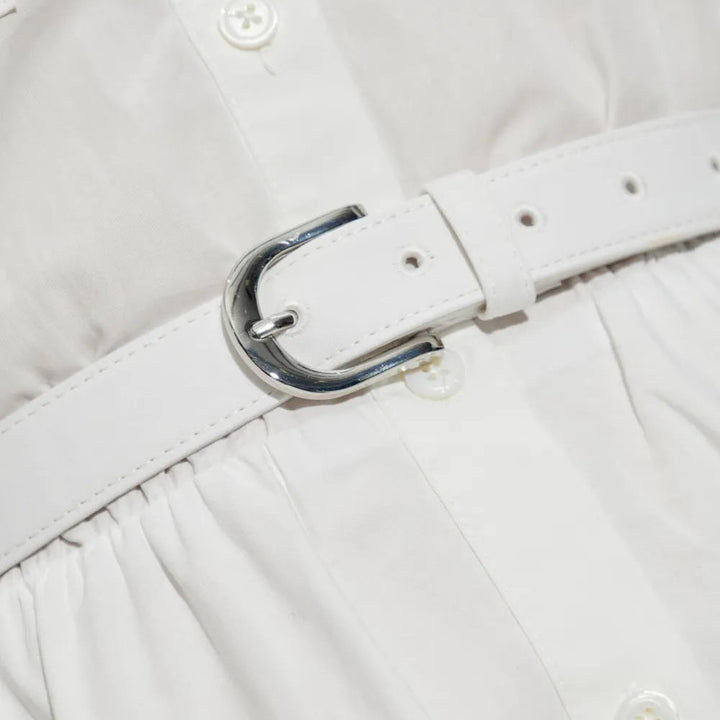 Club21 - Self-Portrait - White Contrast Collar Broderie Midi Dress - WOVEN DRESSES - White