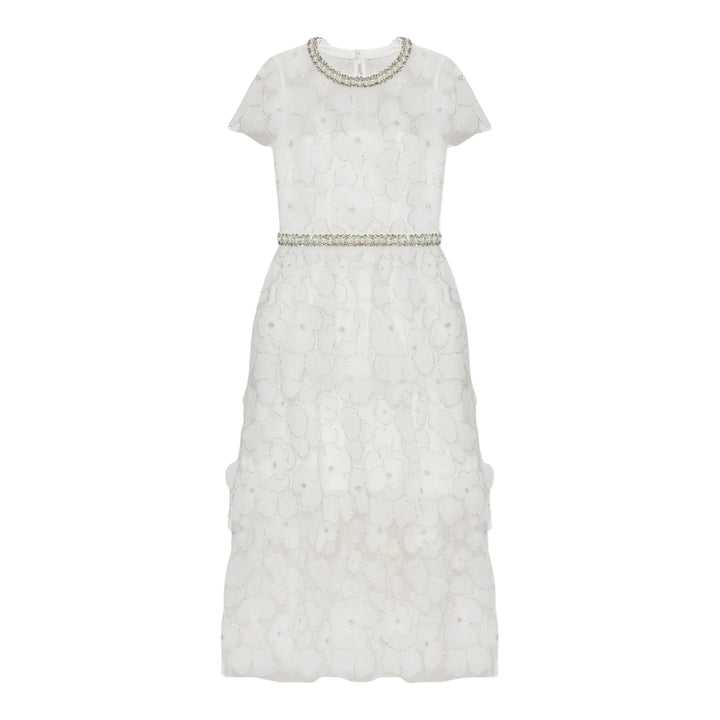 Club21 - Self-Portrait - White Embellished Tulle Tiered Dress - WOVEN DRESSES - White