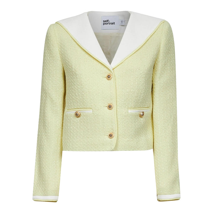 Club21 - Self-Portrait - Yellow Boucle Contrast Collar Jacket - BLOUSON - Yellow