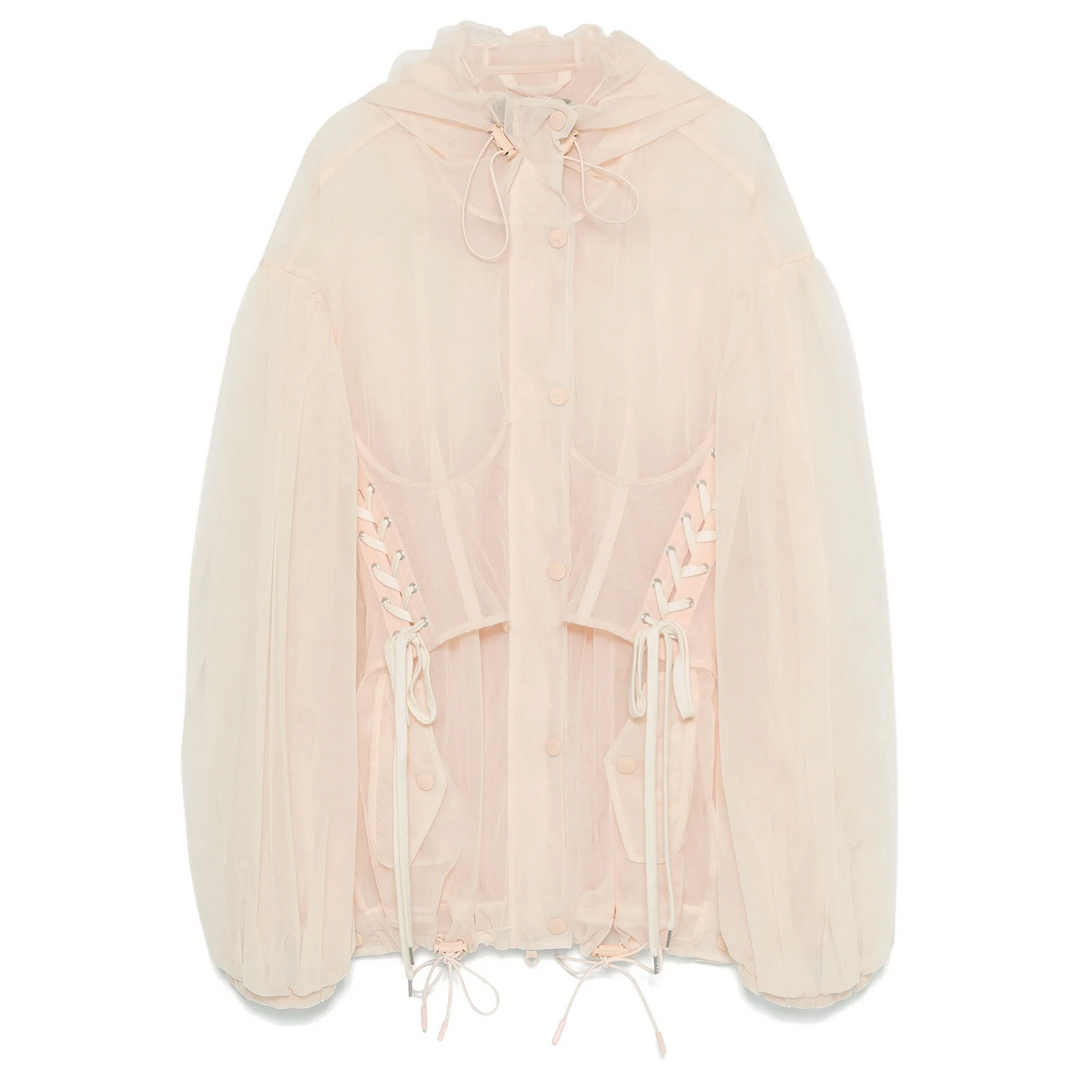 Embellished Sheer Corset Parka
