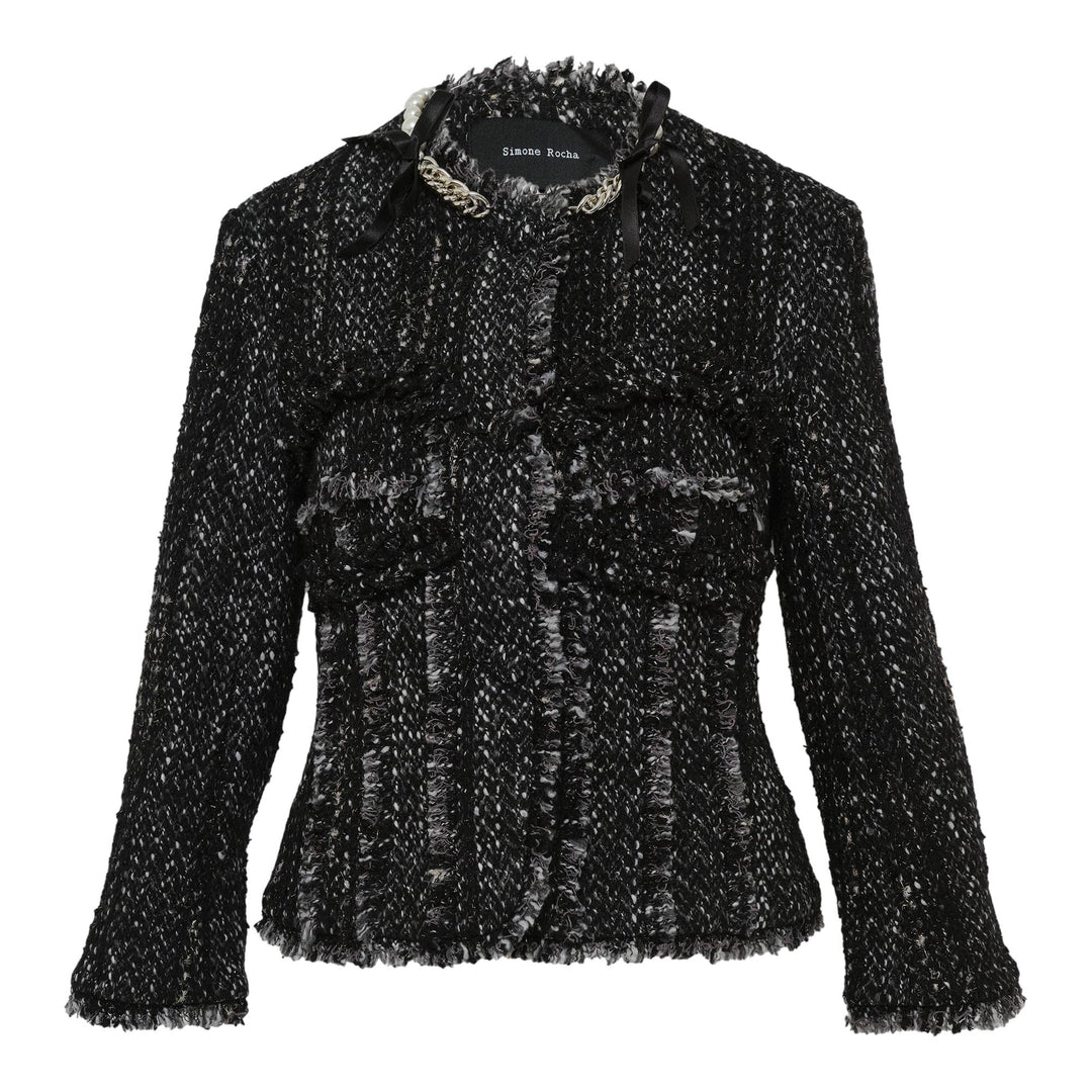 Club21 - Simone Rocha - Embellished Sculpted Frill Bust Fray Jacket - JACKETS - Black