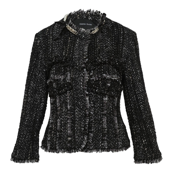 Club21 - Simone Rocha - Embellished Sculpted Frill Bust Fray Jacket - JACKETS - Black