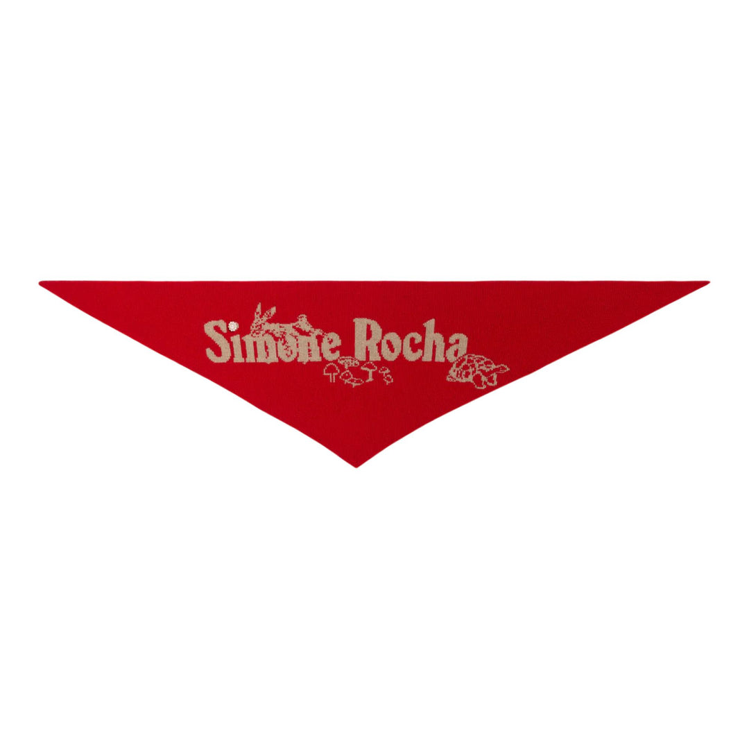Club21 - Simone Rocha - Graphic Logo Knit Neckerchief - SCARVES - Red