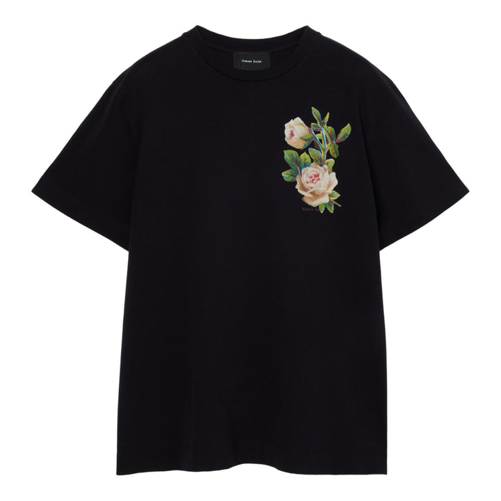Club21 - Simone Rocha - Rose Banquet Print T-Shirt - TEES - Black
