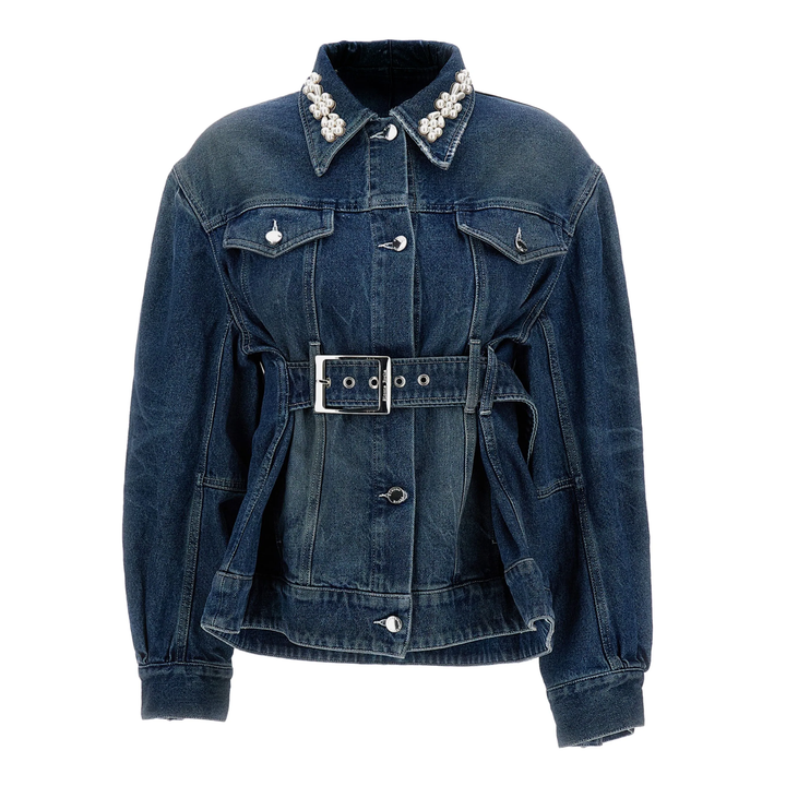 Sculpted Belt Detail Denim Jacket