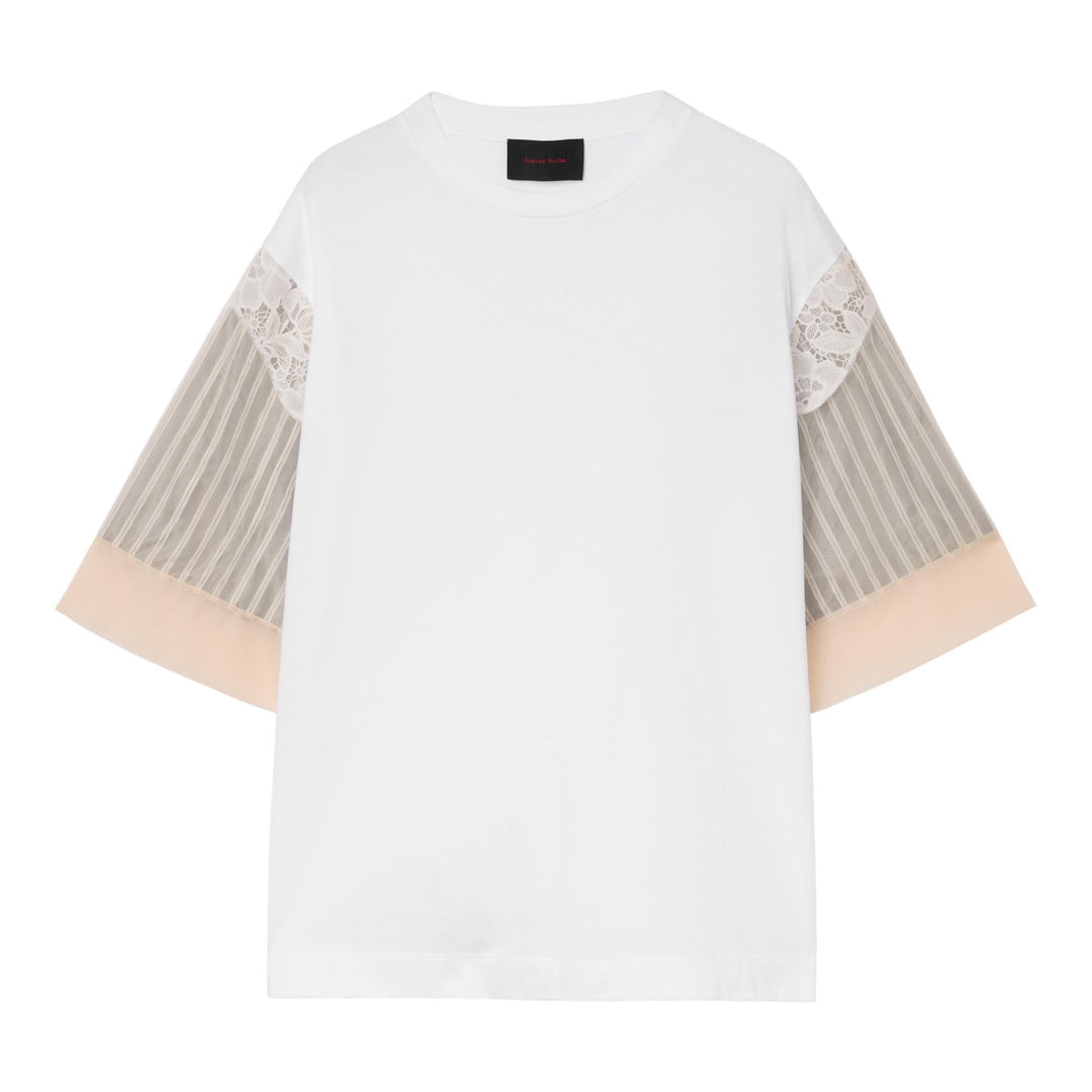 Club21 - Simone Rocha - Trapped Lace Patchwork T-Shirt - TEES - White