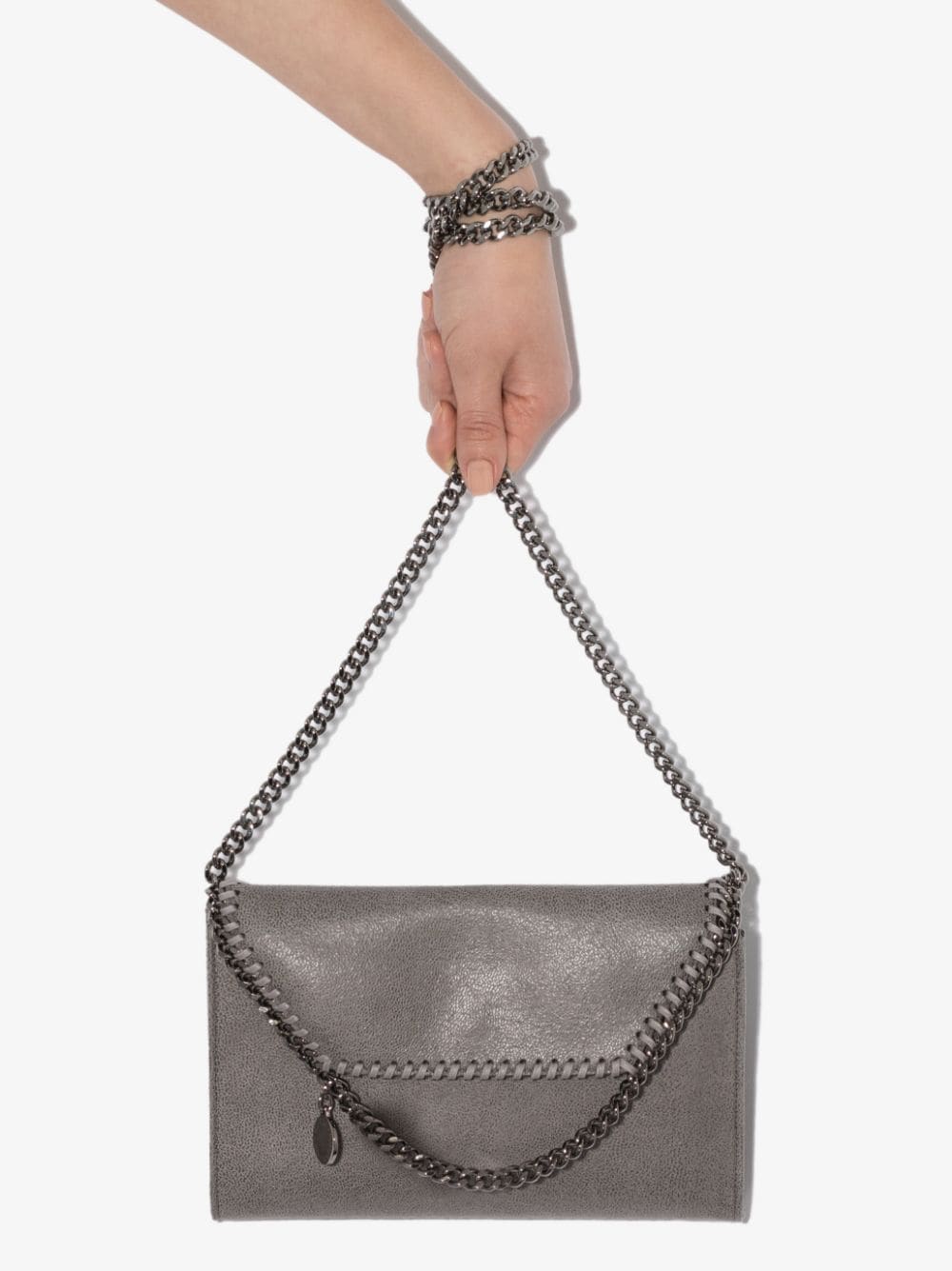 Stella McCartney Falabella Mini Shag Silver Chain Light Grey 3