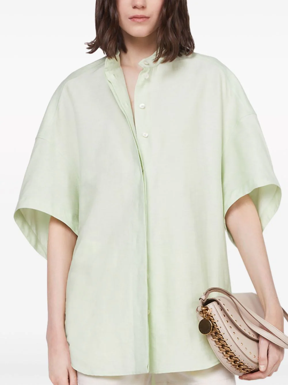 Stella-McCartney-Mandarin-Collar-Tunic-Shirt-Green-4