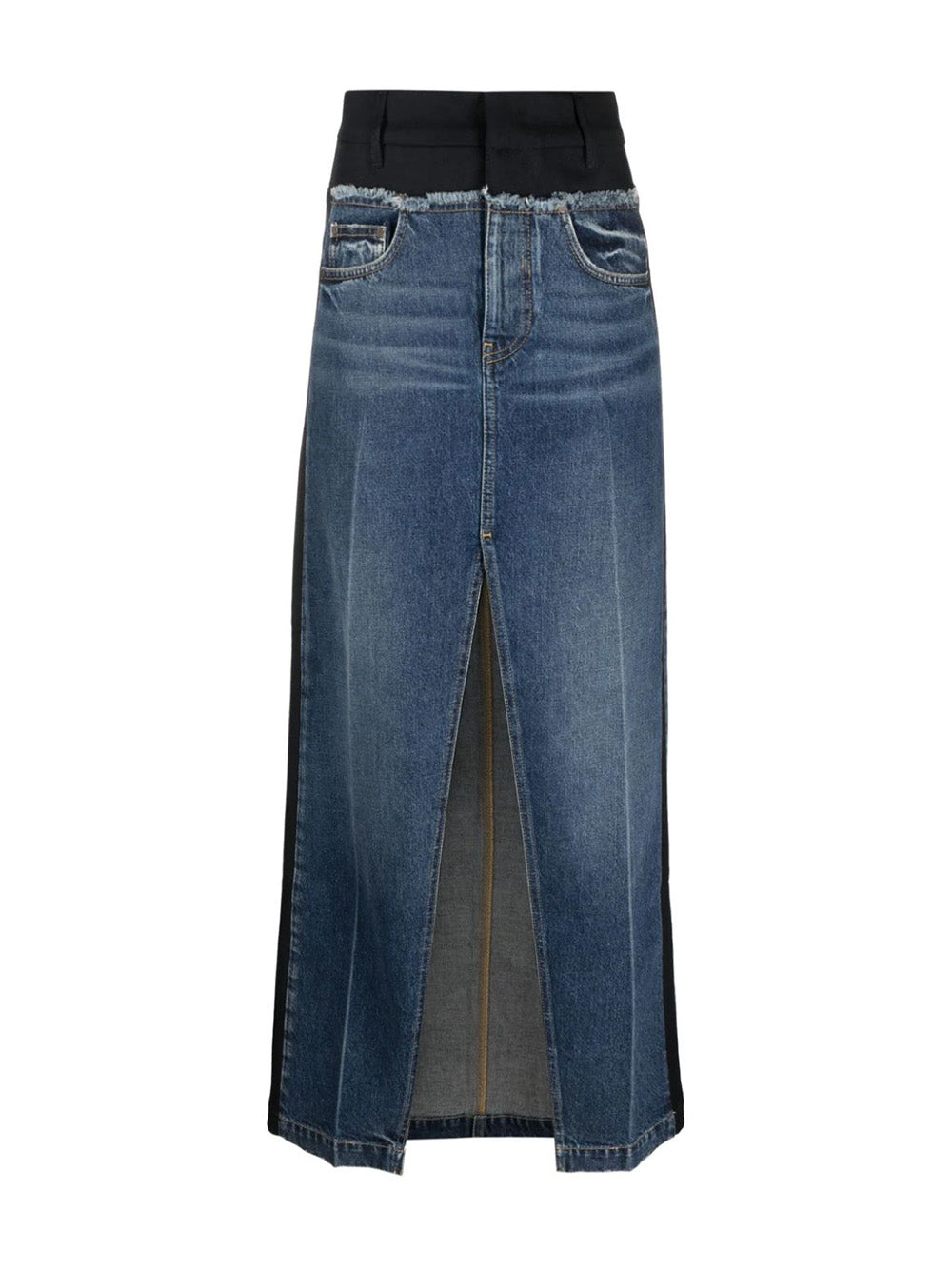      Stella-McCartney-Paneled-Blue-Denim-And-Twill-Skirt-Denim-1