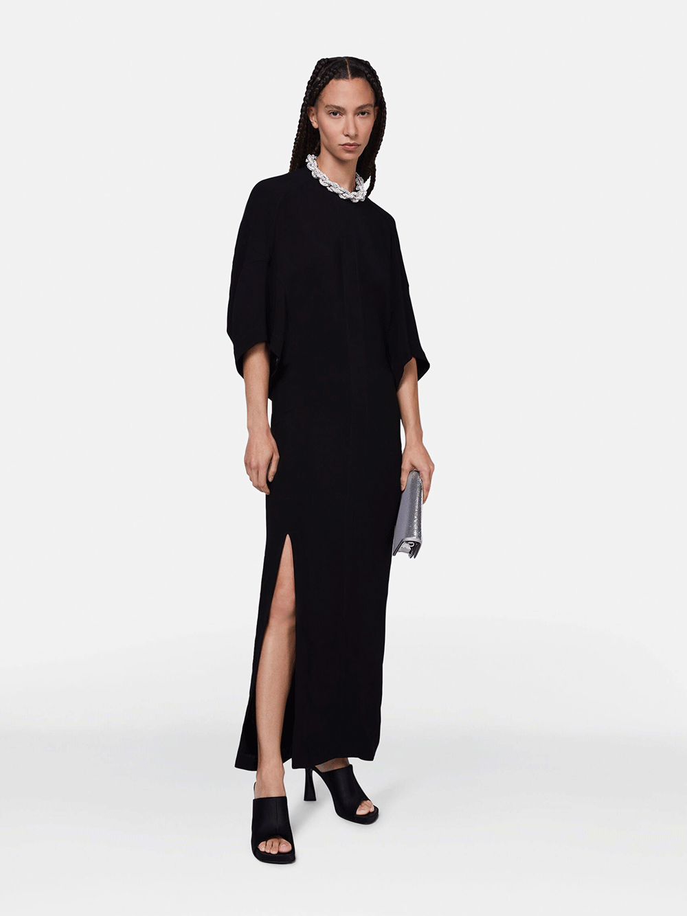 StellaMcCartney-CrystalBraidedNeckLongDress-Black-2