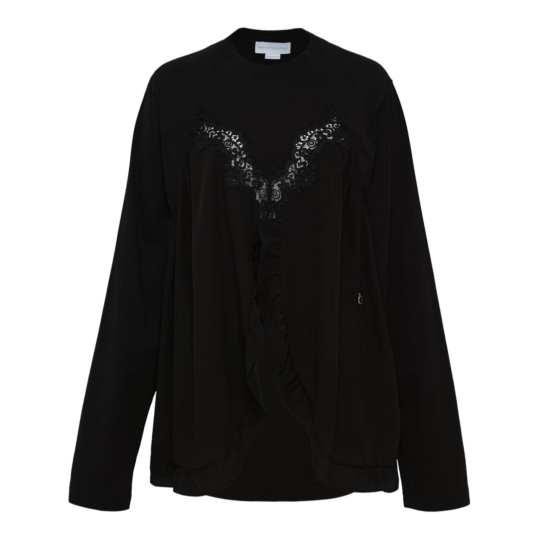 Club21 - Stella McCartney - Lingerie Lace Insert Long Sleeve Tee - TEES - Black