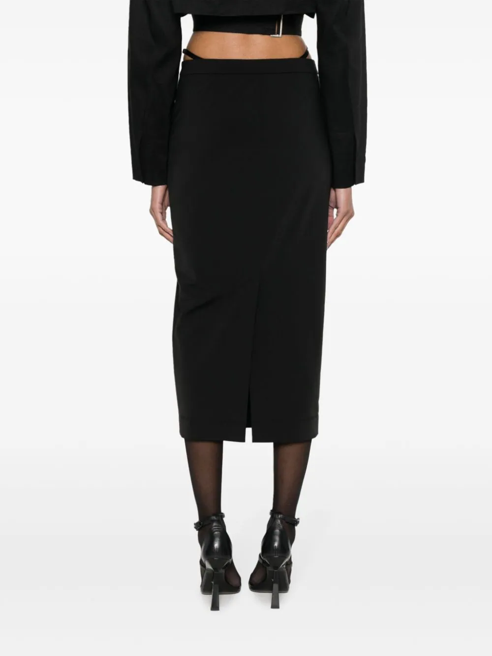 T-By-Alexander-Wang-Fitted-Long-Skirt-With-Logo-Black-4