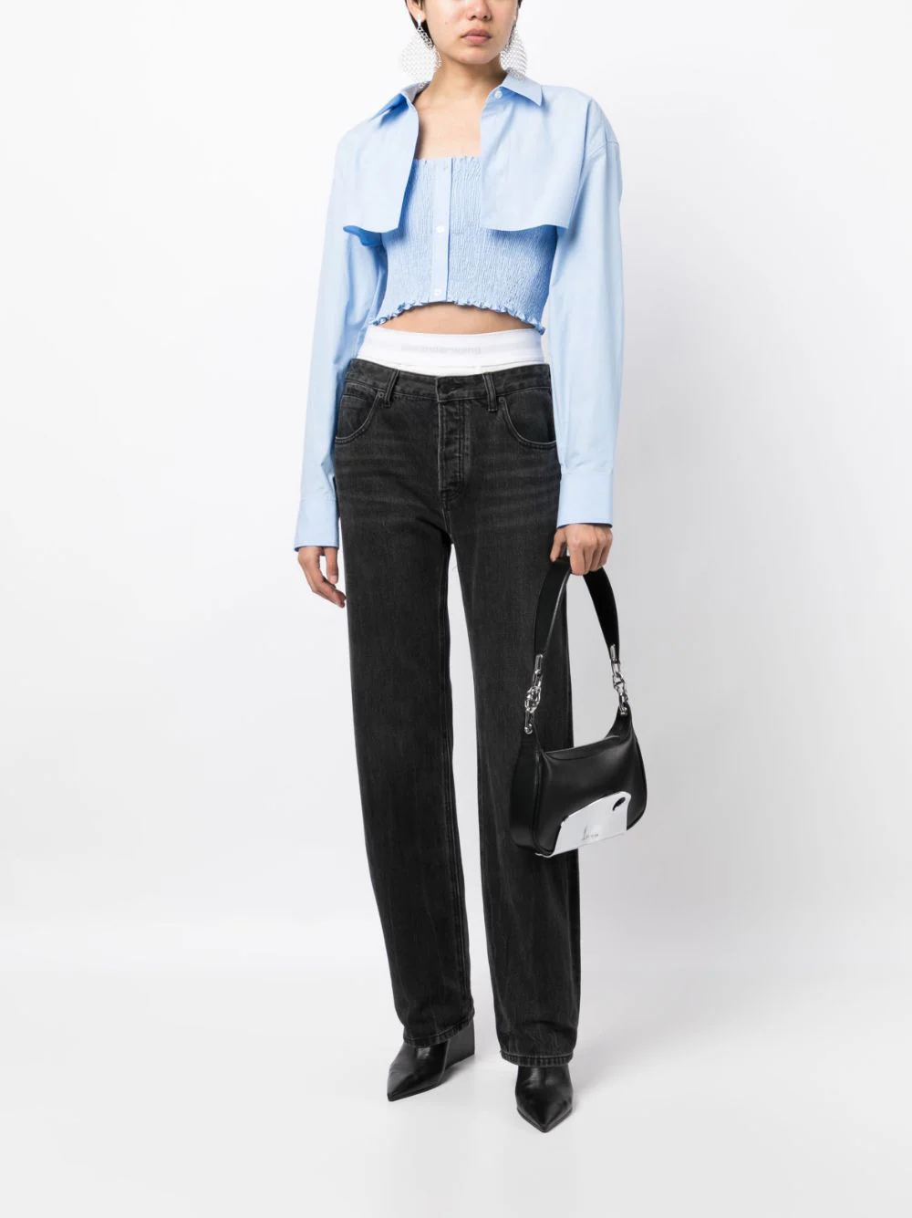 T-By-Alexander-Wang-Smocked-Cami-Overshirt-Twinset-Blue-2