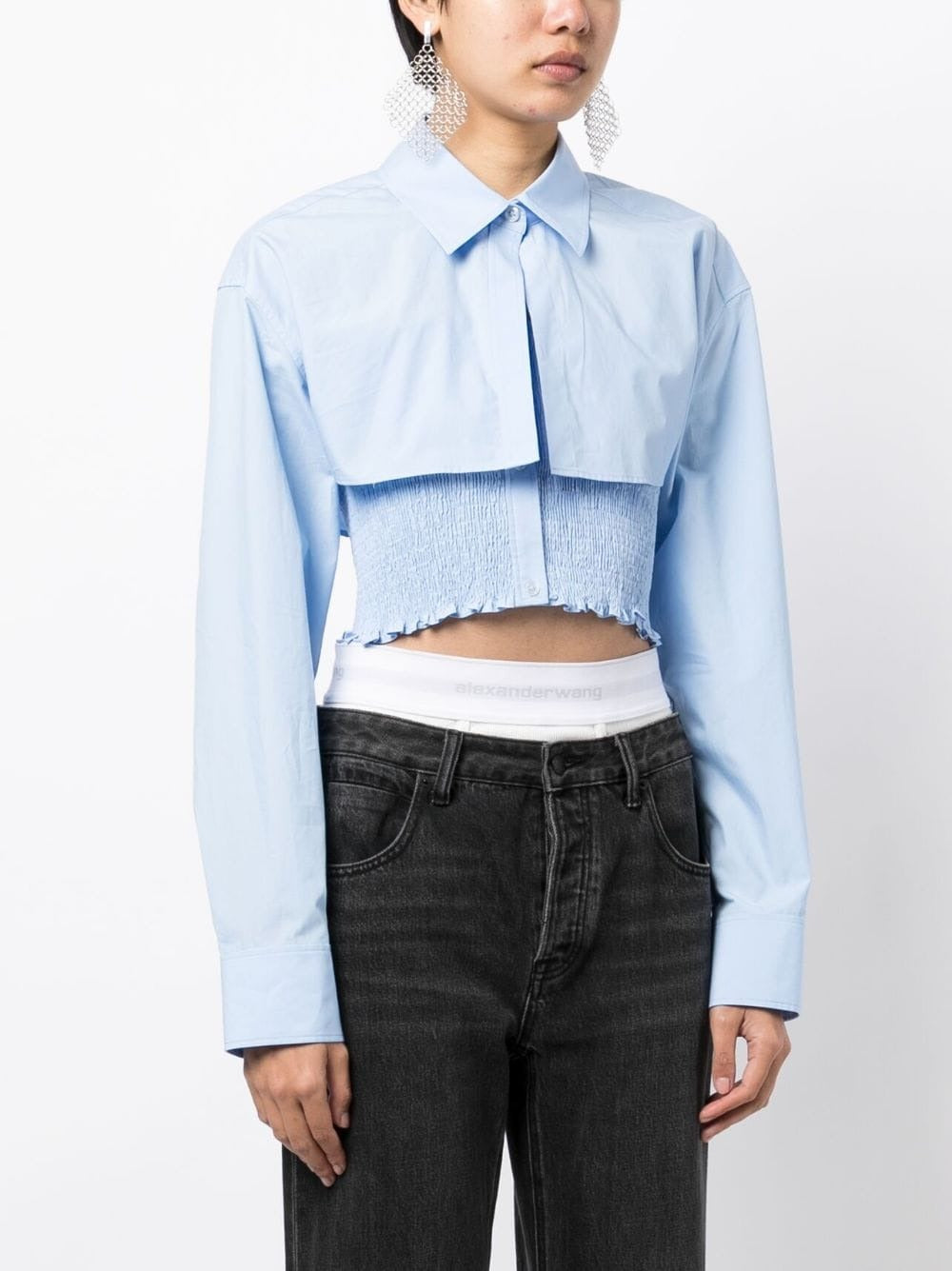 T-By-Alexander-Wang-Smocked-Cami-Overshirt-Twinset-Blue-3