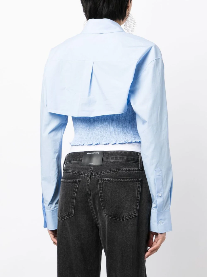 T-By-Alexander-Wang-Smocked-Cami-Overshirt-Twinset-Blue-4