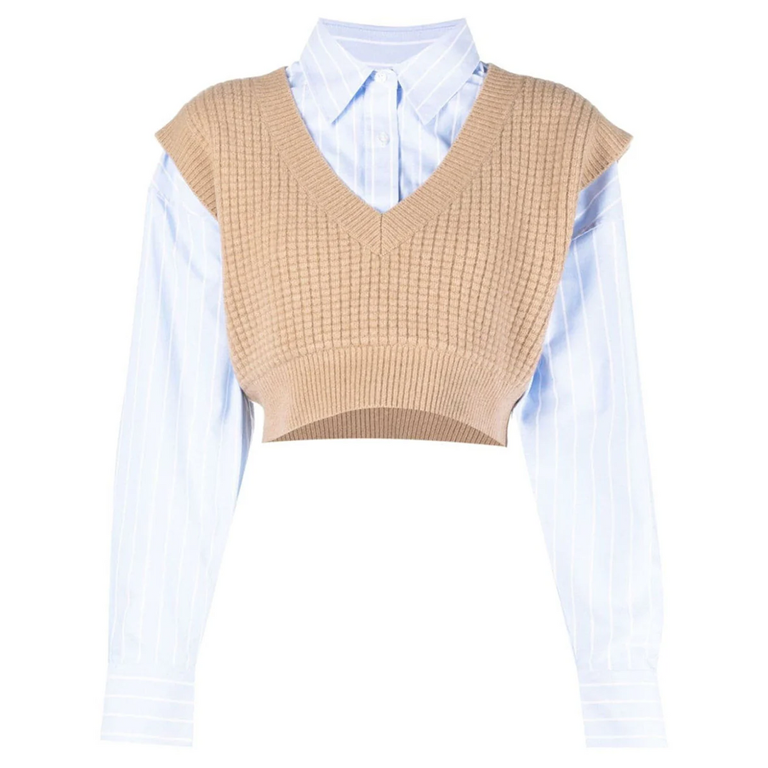 Bilayer V-Neck Waffle Vest