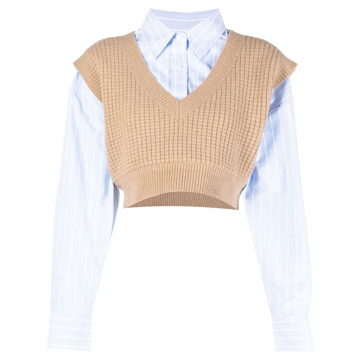 Bilayer V-Neck Waffle Vest