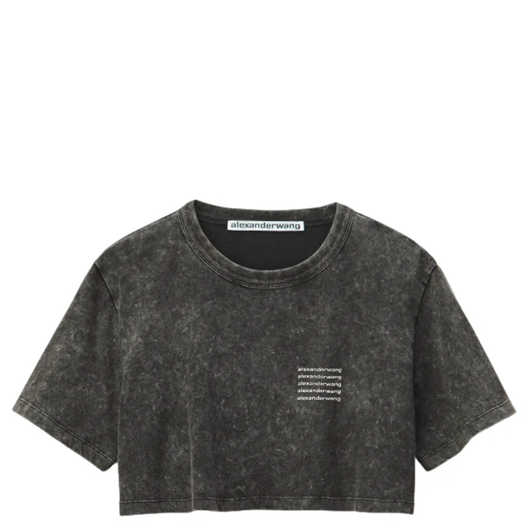 Crop Tee In Acid Wash Jersey