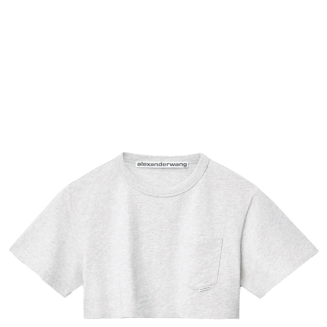 Cropped Pocket Tee In High Twist Jersey