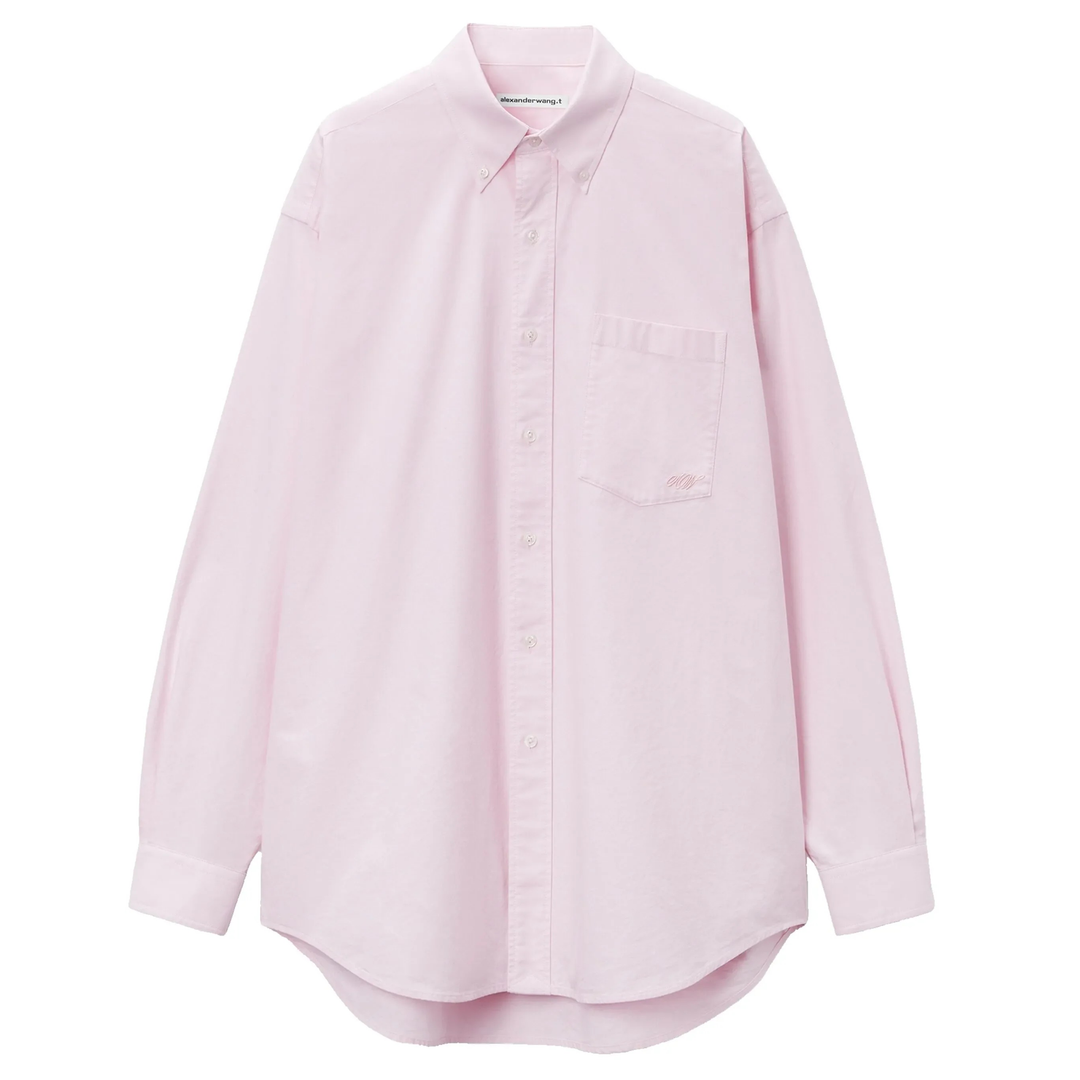 T_By_Alexander_Wang_Cotton_Oxford_Oversize_Shirt_Pink