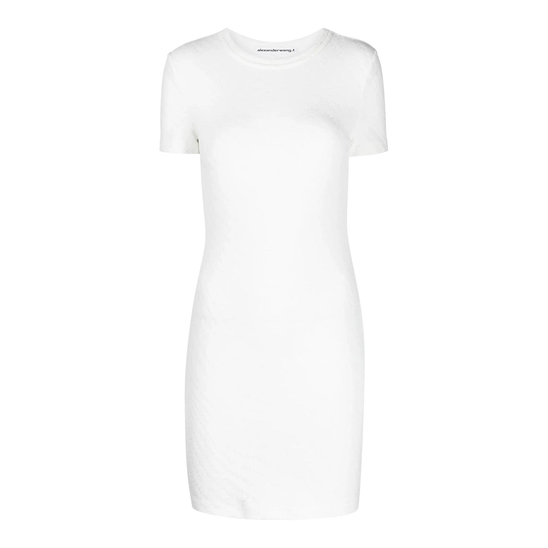 Club21 - T By Alexander Wang - Crew Neck Short Sleeve Dress - KNIT DRESSES - White