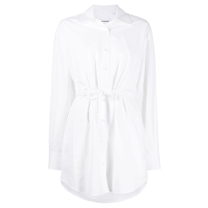 T_By_Alexander_Wang_Layered_Shirt_Dress_In_Compact_Cotton_With_Self-Tie_White