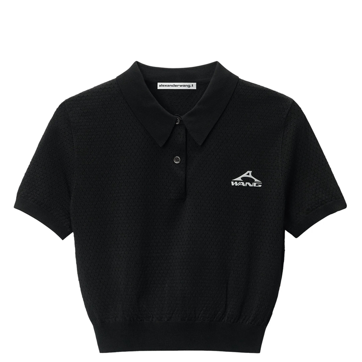 T_By_Alexander_Wang_Short_Sleeve_Polo_Tee_Black