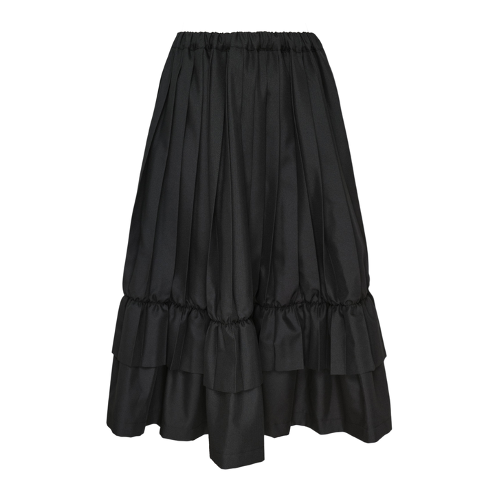 Layered Pleated Midi Skirt