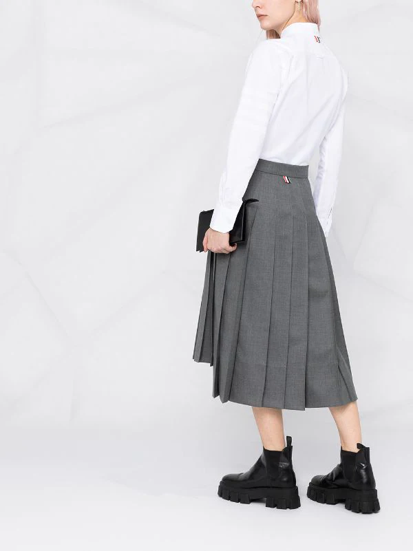 Thom-Browne-Below-Knee-Dropped-Back-Pleated-Skirt-Grey-5