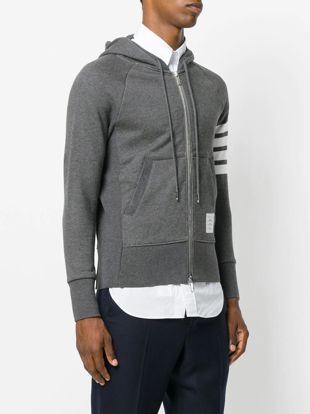 Thom Browne Classic Full Zip Hoodie Light Grey 3