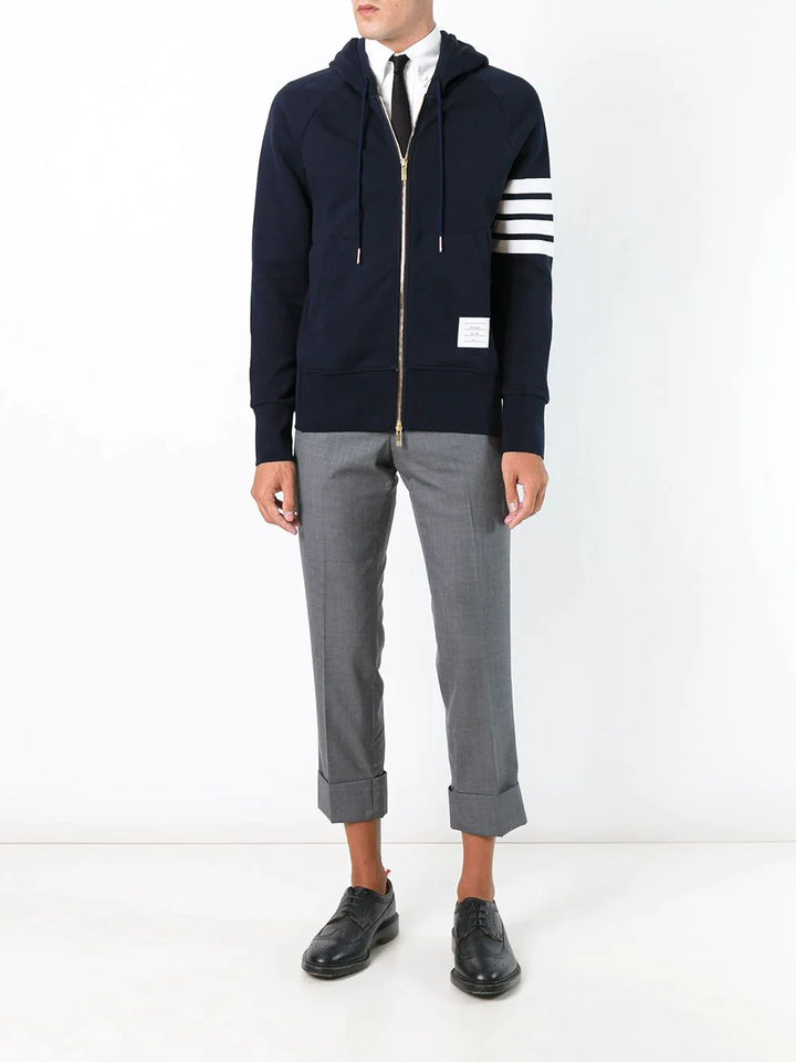 Thom Browne Classic Full Zip Hoodie With Elastic Navy 2