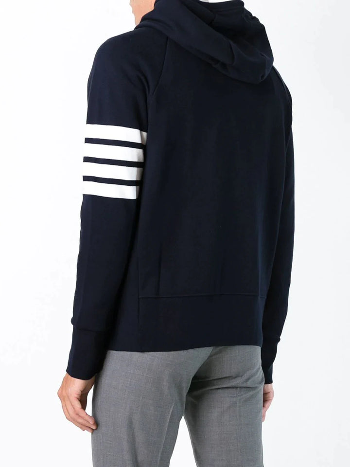 Thom Browne Classic Full Zip Hoodie With Elastic Navy 4