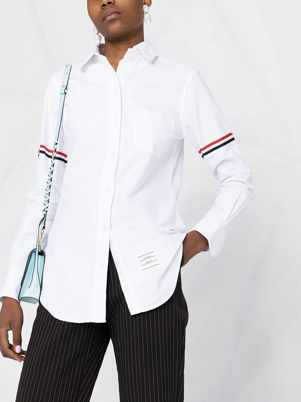 Thom-Browne-Classic-Long-Sleeve-Round-Collar-Blouse-White-3