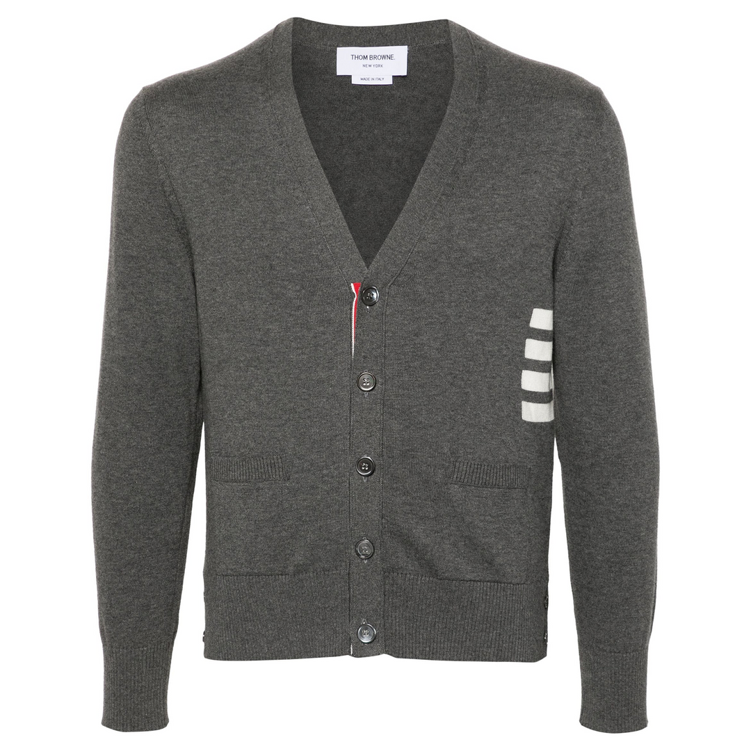 Cotton 4-Bar Relaxed Fit V Neck Cardigan Men