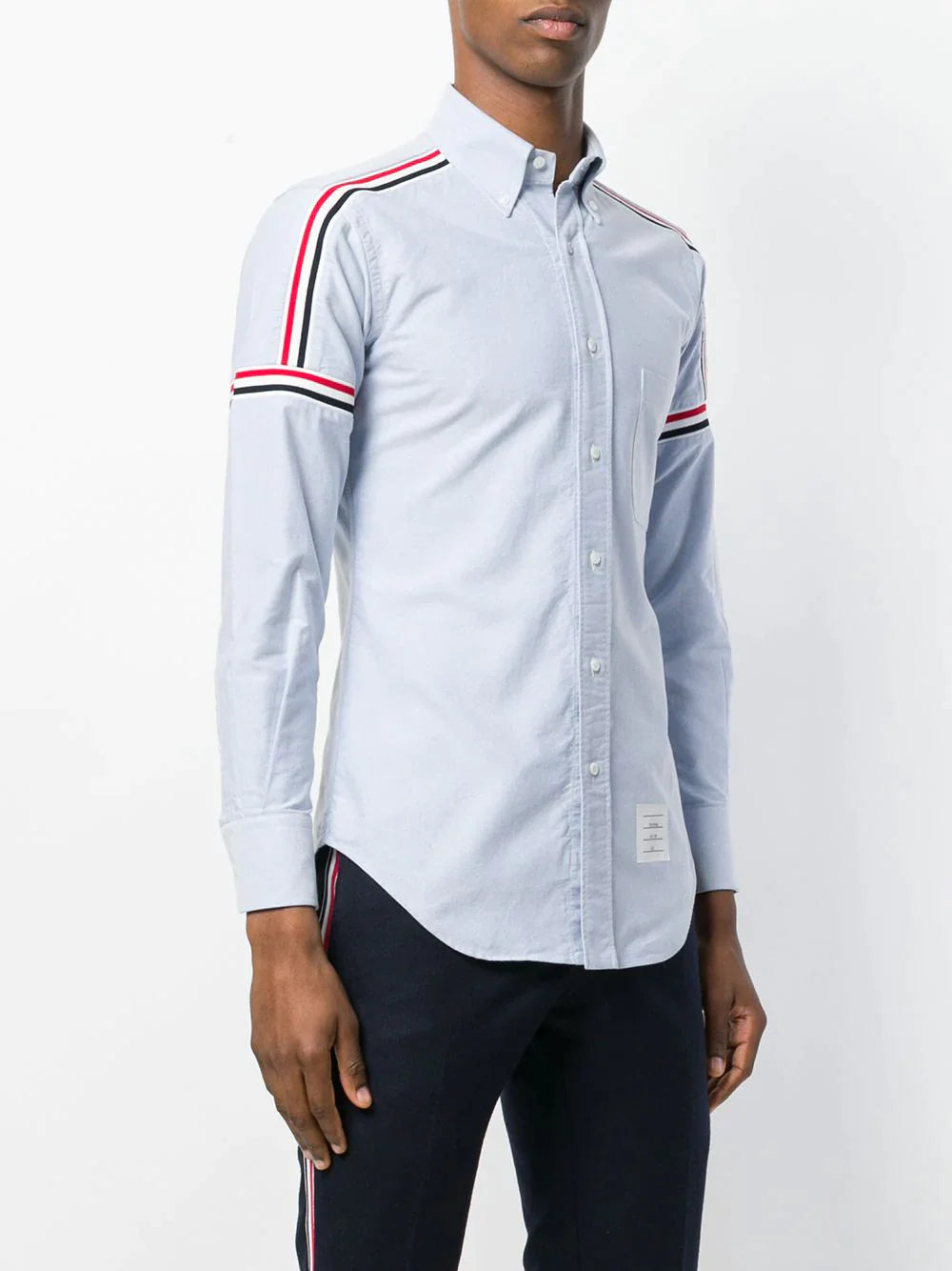 Thom-Browne-Elastic-Stripe-Seamed-Classic-Shirt-Light-Blue-3