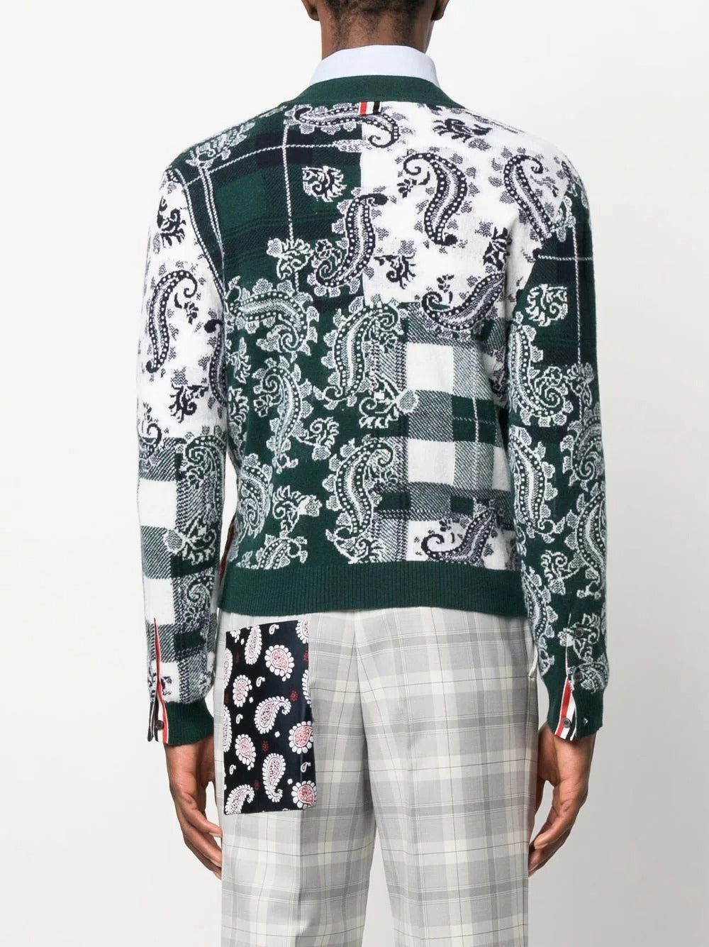 Thom-Browne-Fun-Mix-Tartan-Check-Cardigan-Green-4